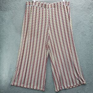 Jessica London Pants Stretch Knit Wide Leg Plus Size 26/28 Geometric Print